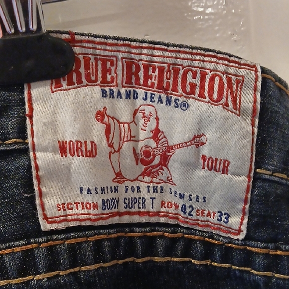 True Religion 42 X 33 Bobby Super T Dark Blue Straight Leg Jeans - Picture 2 of 4